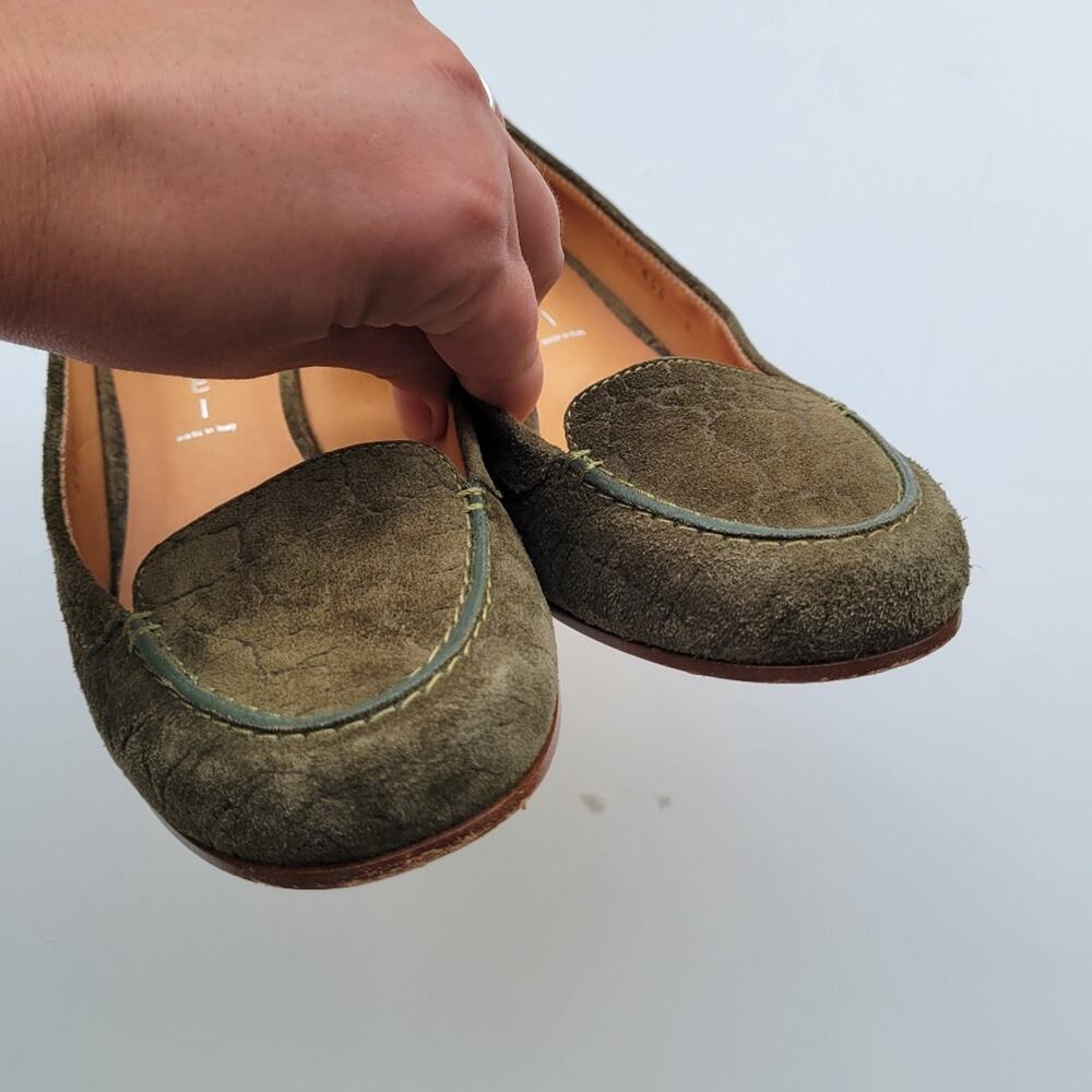 Casadei Suede Croc Green Loafer Heels Pumps - Picture 3 of 8